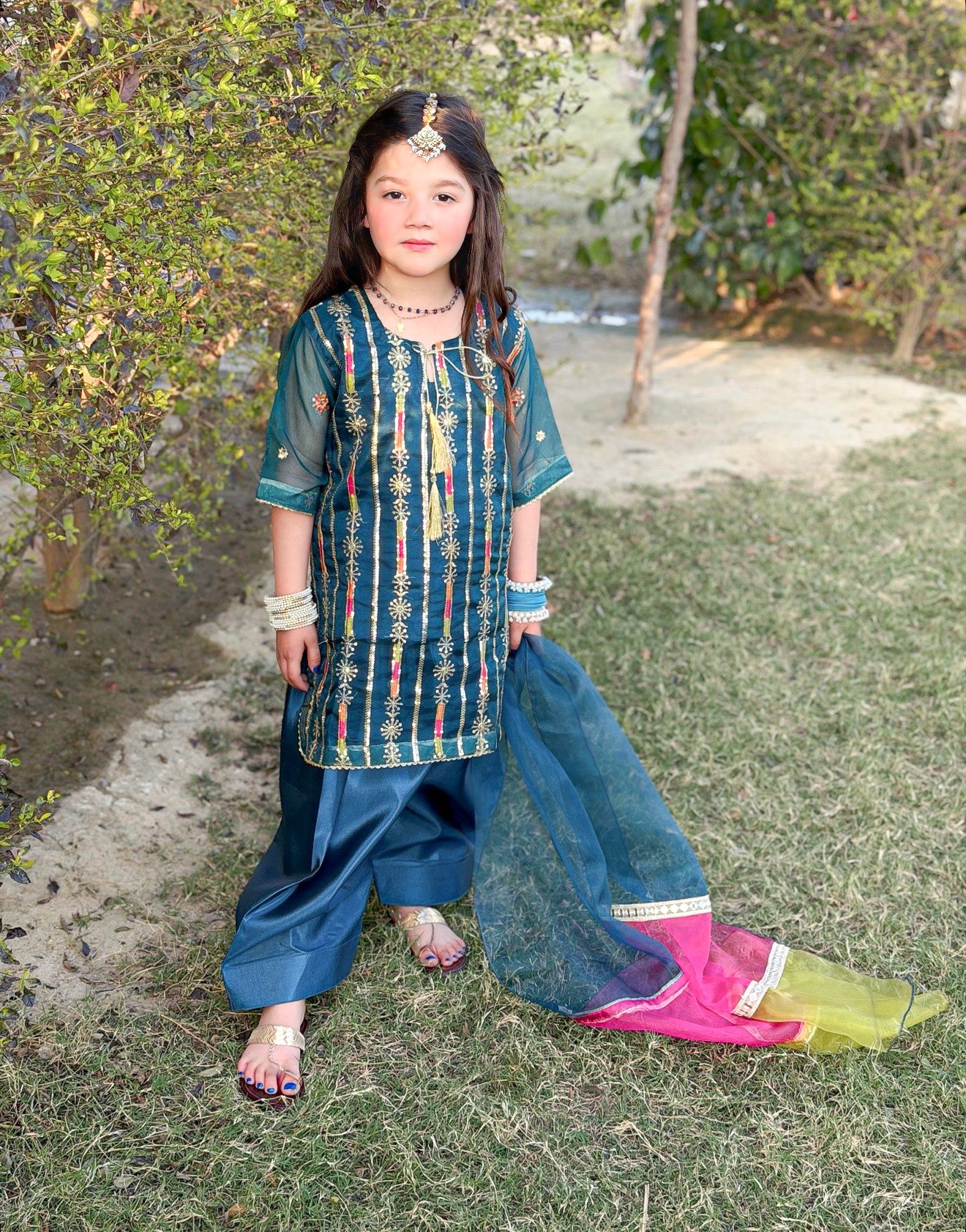 Farshi Shalwar Set- Embroidered Festive Wear