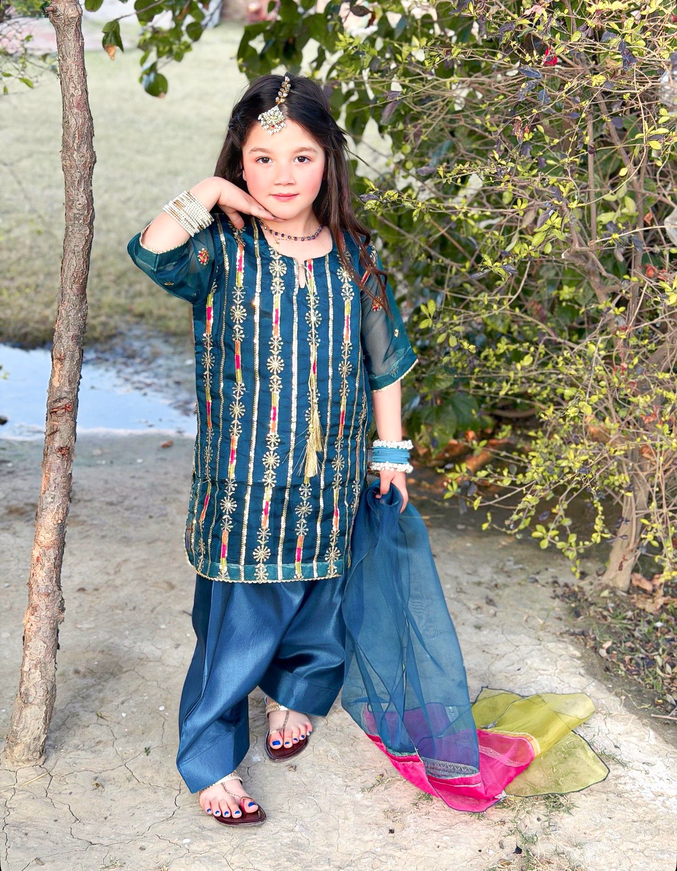 Farshi Shalwar Set- Embroidered Festive Wear