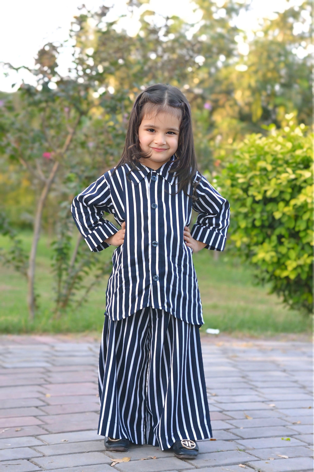 Girls 2 Pc Linen Coord Set - Blue Horizon