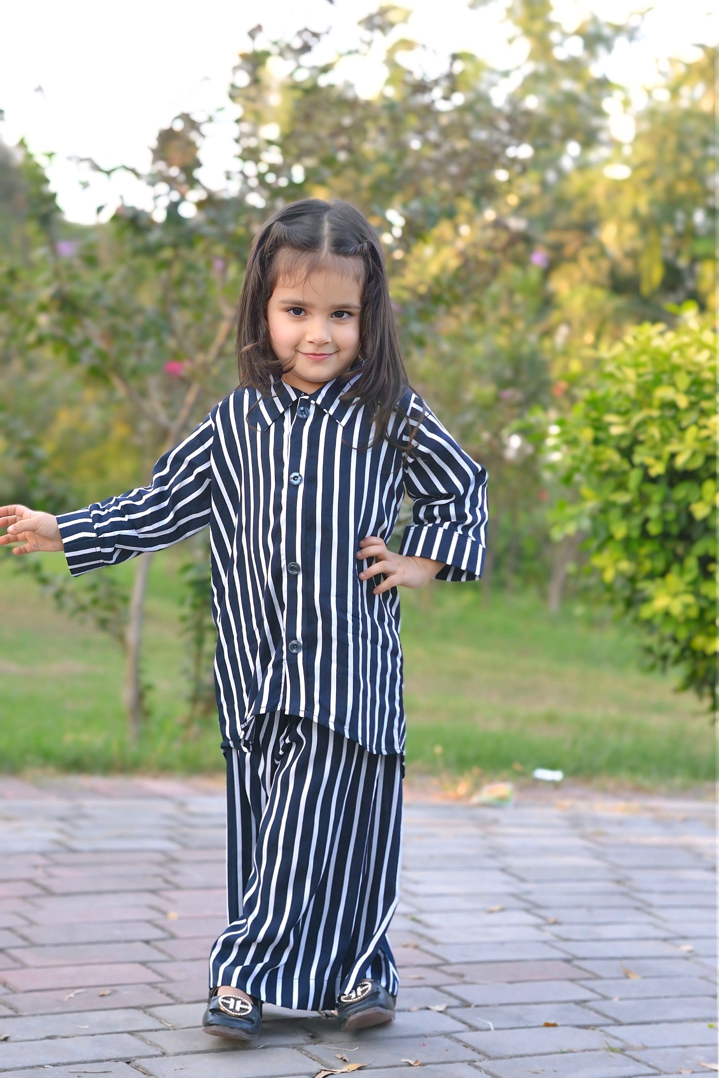 Girls 2 Pc Linen Coord Set - Blue Horizon