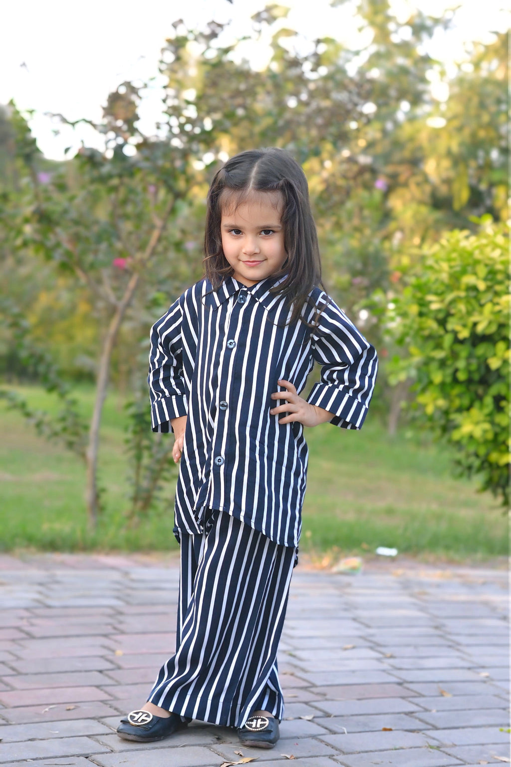 Girls 2 Pc Linen Coord Set - Blue Horizon