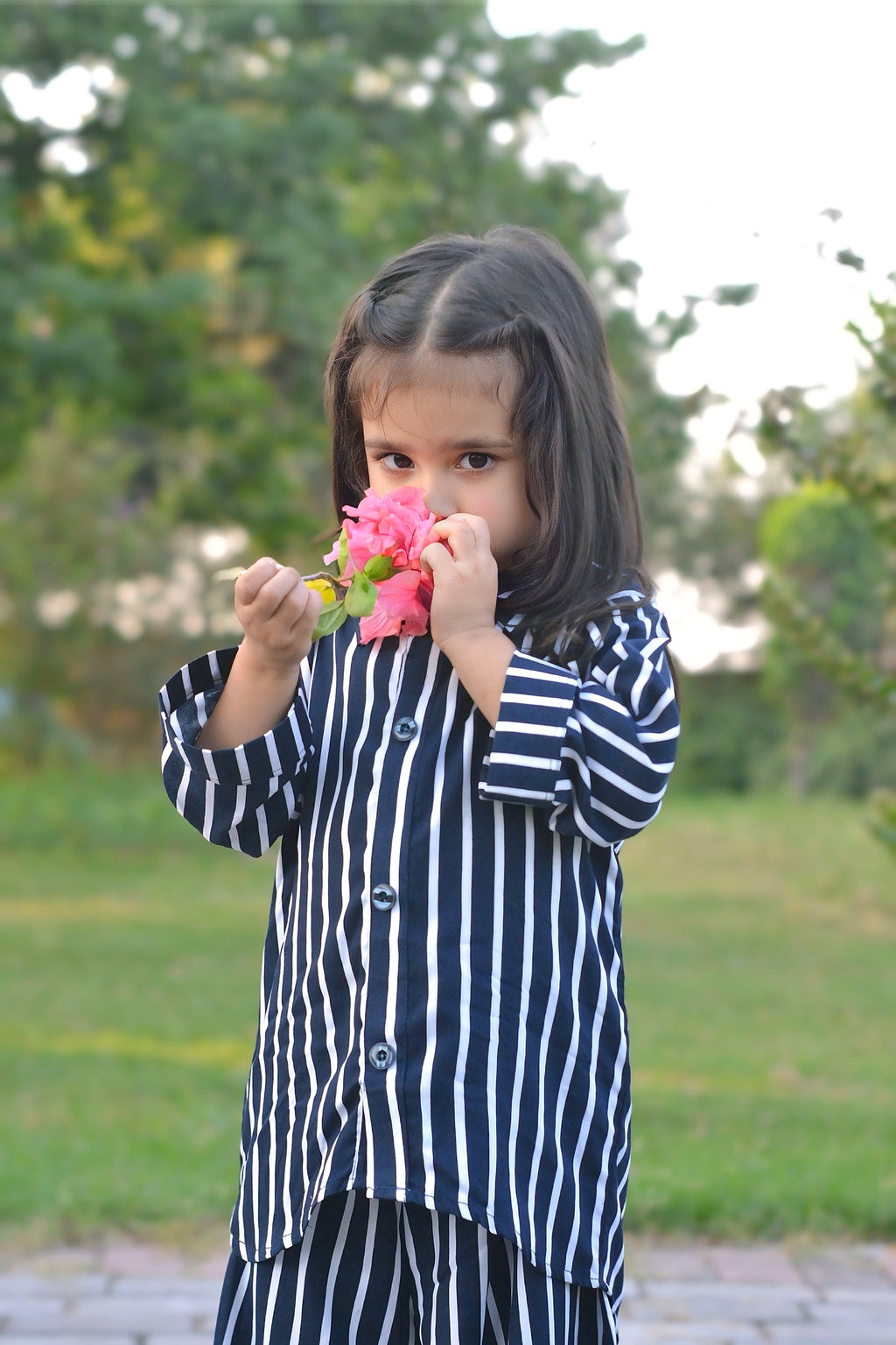 Girls 2 Pc Linen Coord Set - Blue Horizon