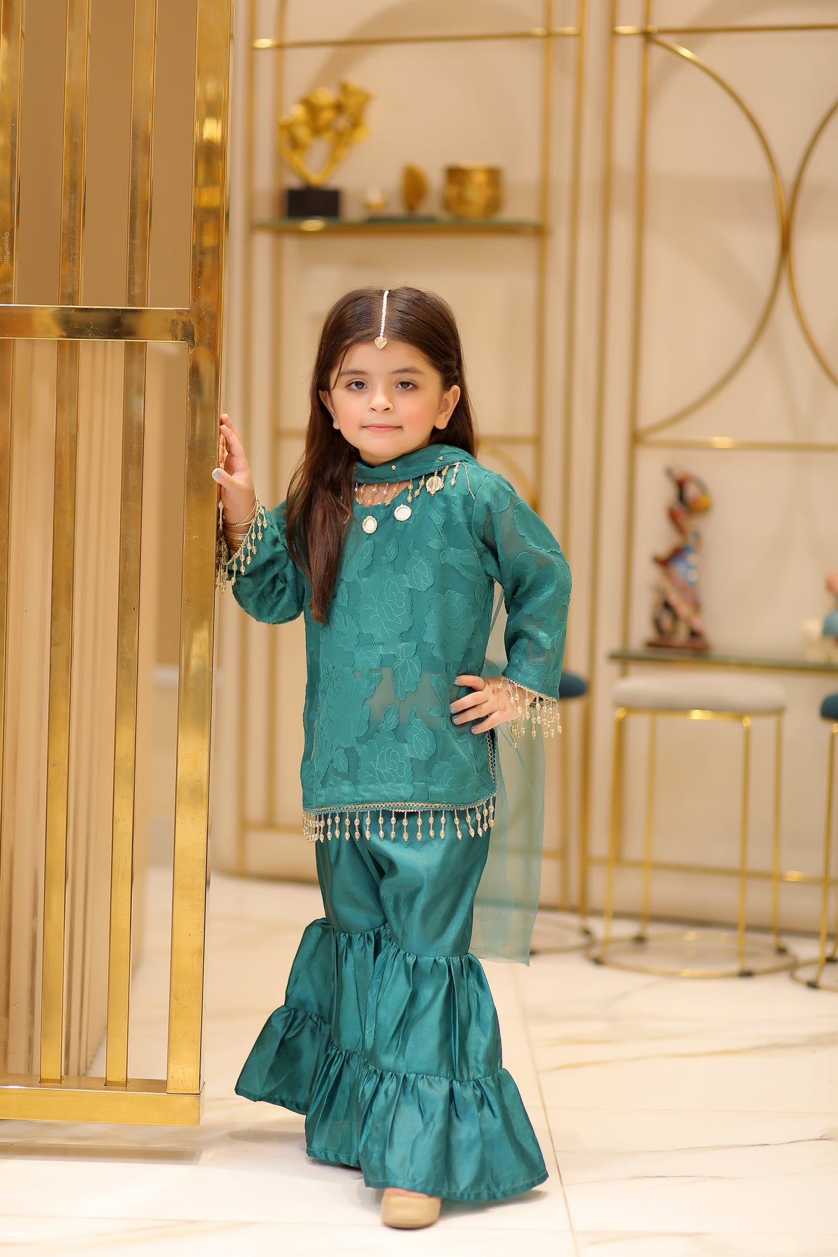 3 Piece Party Wear Sharara Set for Girls