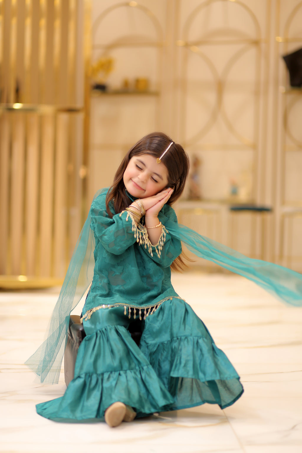 3 Piece Party Wear Sharara Set for Girls