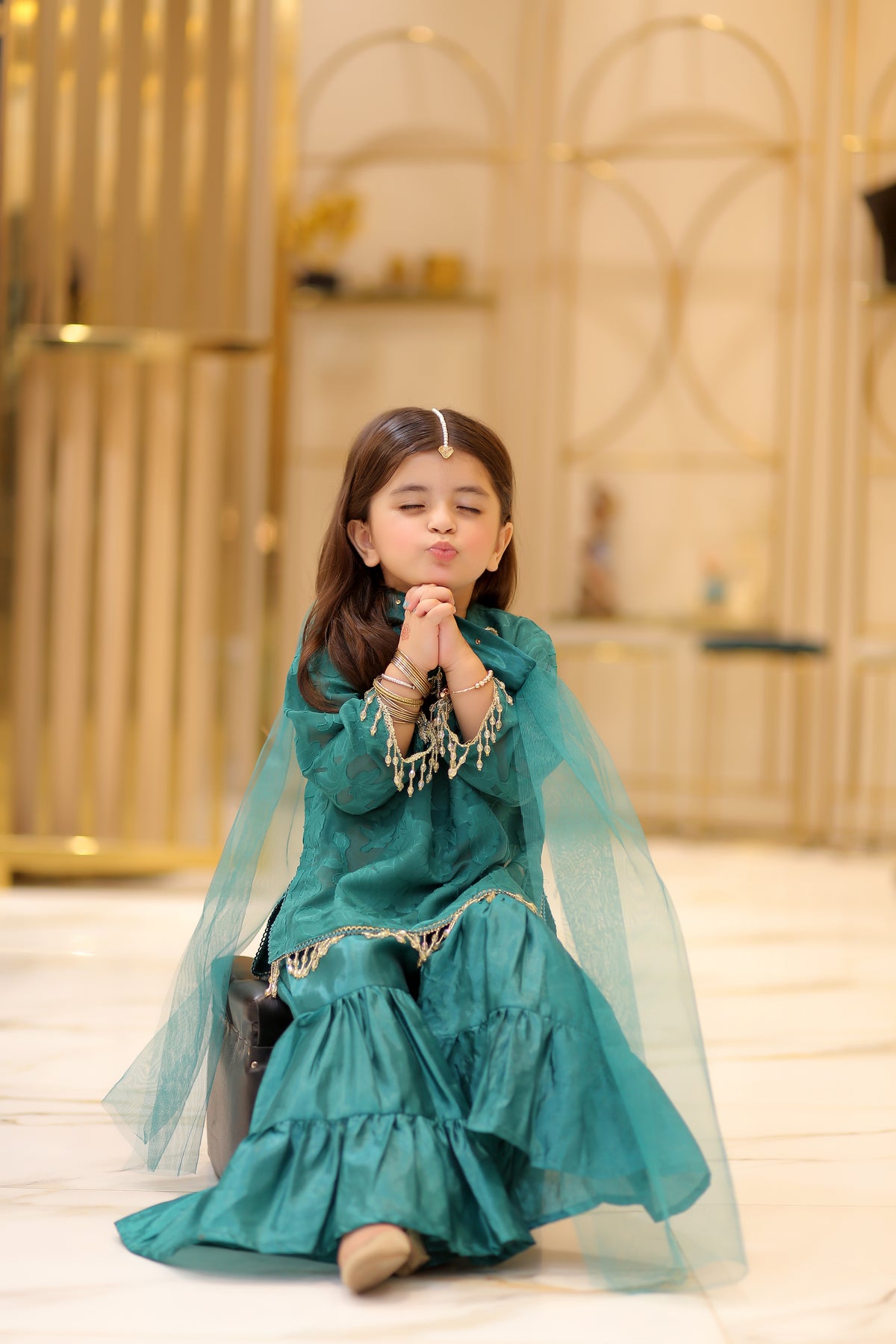 3 Piece Party Wear Sharara Set for Girls