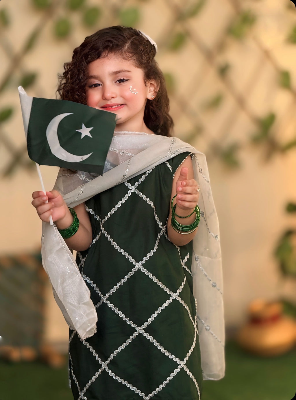 Green Festive Outfit – 3 Piece Kids Suit