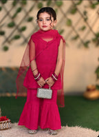 3 Pc Pink Chikankari Lawn Shirt With Sharara