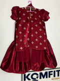 3 Pc Party Dress with Gold Embroidery & Flared Skirt
